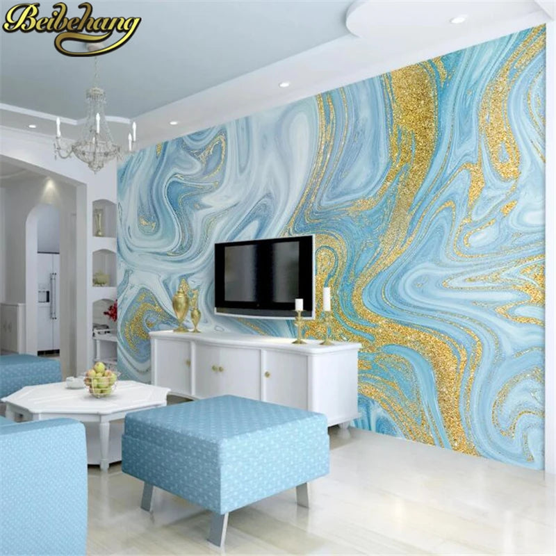 Custom Abstract Blue Curve Wallpaper Living Room Mold Mildew Photo 3D Wallpapers TV Backdrop Wallpapers Home Decor